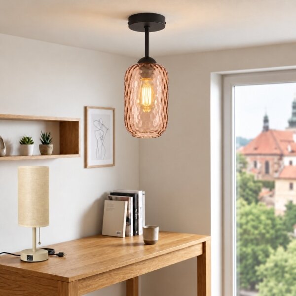 BRILAGI - LED Přisazený lustr R GLASS 1xE27/60W/230V pr. 14 cm černá/kouř hnědá