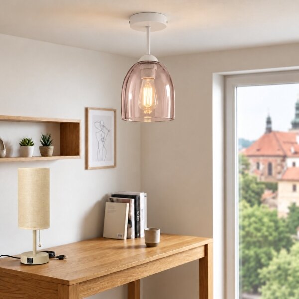BRILAGI - LED Přisazený lustr R GLASS 1xE27/60W/230V pr. 17cm bílá/kouř béžová