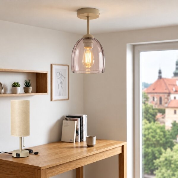 BRILAGI - LED Přisazený lustr R GLASS 1xE27/60W/230V pr. 17cm béžová/kouř béžová