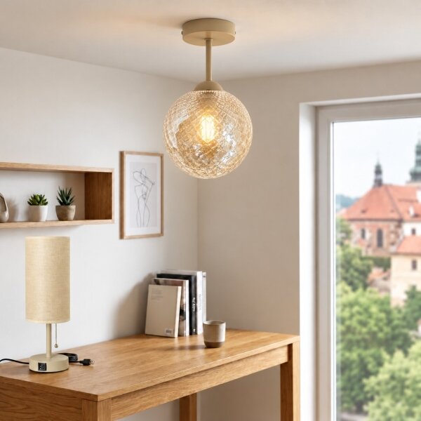BRILAGI - LED Přisazený lustr R GLASS 1xE27/60W/230V pr. 17cm béžová/kouř béžová