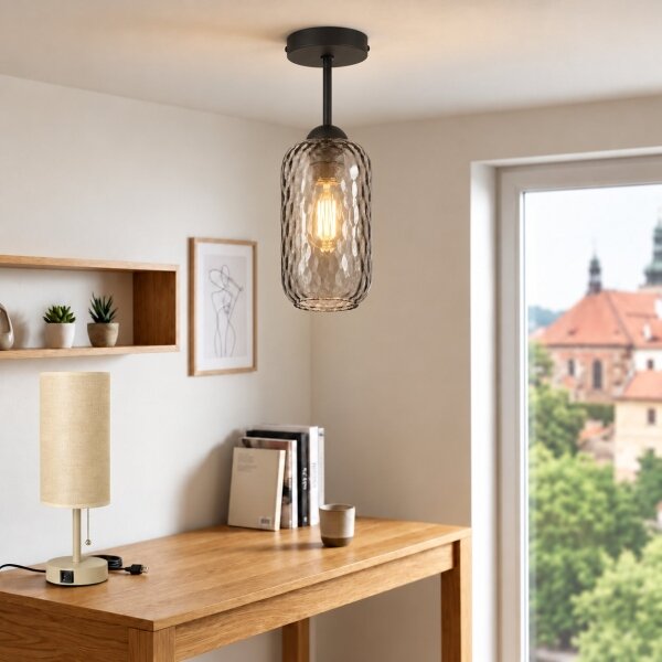 BRILAGI - LED Přisazený lustr R GLASS 1xE27/60W/230V pr. 14 cm černá/kouř šedá