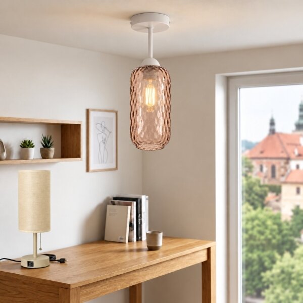BRILAGI - LED Přisazený lustr R GLASS 1xE27/60W/230V pr. 14 cm bílá/kouř hnědá