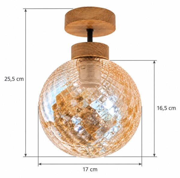 BRILAGI - LED Přisazený lustr R GLASS 1xE27/60W/230V pr. 17cm dub/kouřová béžová