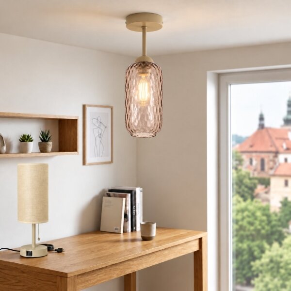 BRILAGI - LED Přisazený lustr R GLASS 1xE27/60W/230V pr. 14 cm béžová/kouř hnědá