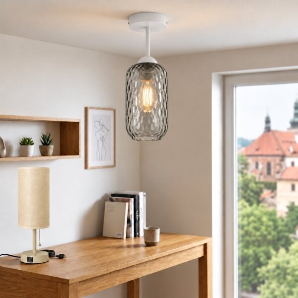 BRILAGI - LED Přisazený lustr R GLASS 1xE27/60W/230V pr. 14 cm bílá/kouř šedá