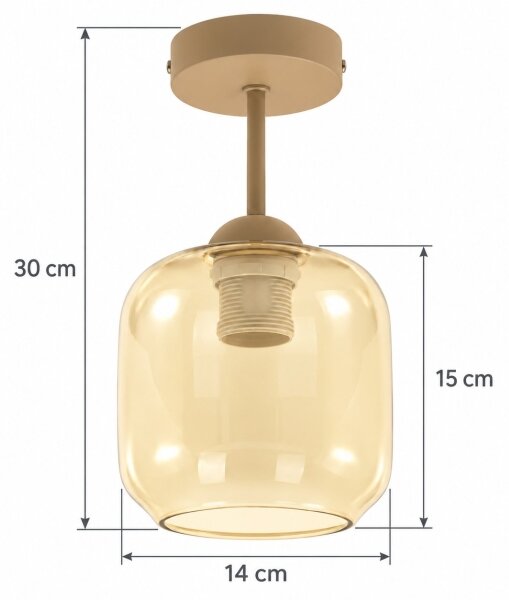 BRILAGI - LED Přisazený lustr R GLASS 1xE27/60W/230V pr. 14cm béžová/kouř béžová