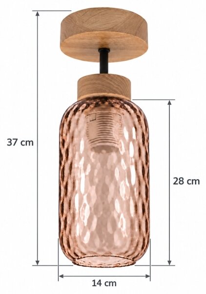 BRILAGI - LED Přisazený lustr R GLASS 1xE27/60W/230V pr. 14 cm dub/kouřová hnědá