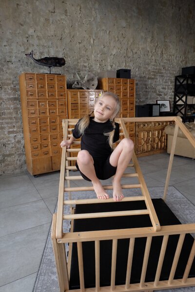 Kidwood Dětské domácí dřevěné hřiště a prolézačka Sailor Black