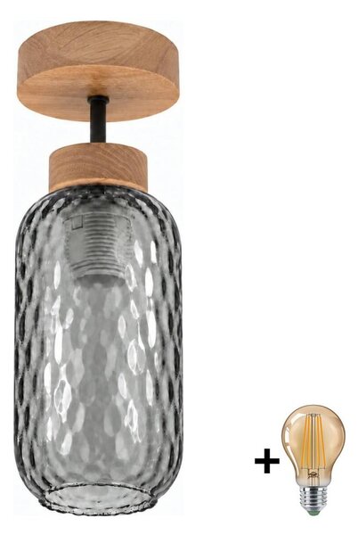 BRILAGI - LED Přisazený lustr R GLASS 1xE27/60W/230V pr. 14 cm dub/kouřová šedá