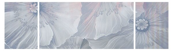 Obraz - Modré květy na zdi (170x50 cm)