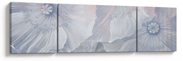 Obraz - Modré květy na zdi (170x50 cm)