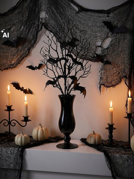Sinsay - Halloweenská dekorativní větvička s netopýry - černá