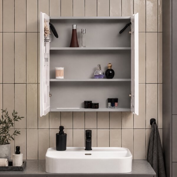 BRILAGI - LED Zrcadlová koupelnová skříňka s podsvícením NOTO DOUBLE 60x65 cm