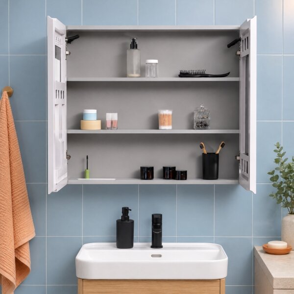 BRILAGI - LED Zrcadlová koupelnová skříňka s podsvícením NOTO DOUBLE 78x65 cm