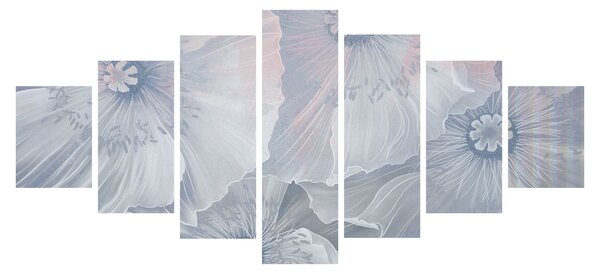 Obraz - Modré květy na zdi (210x100 cm)
