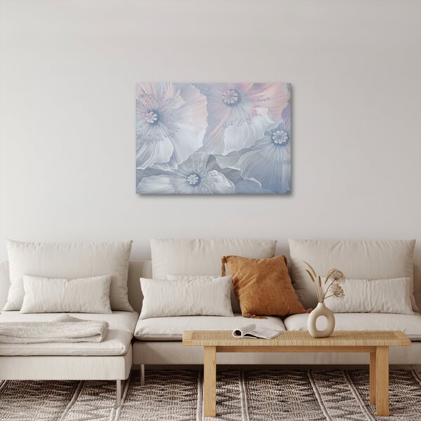 Obraz - Modré květy na zdi (70x50 cm)