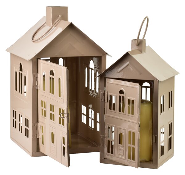 Mondex Kovová lucerna Roger 20,3x20x33,8 cm béžová