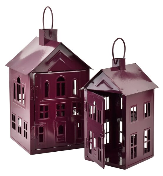 Mondex Kovová lucerna Roger 20,3x20x33,8 cm fialová