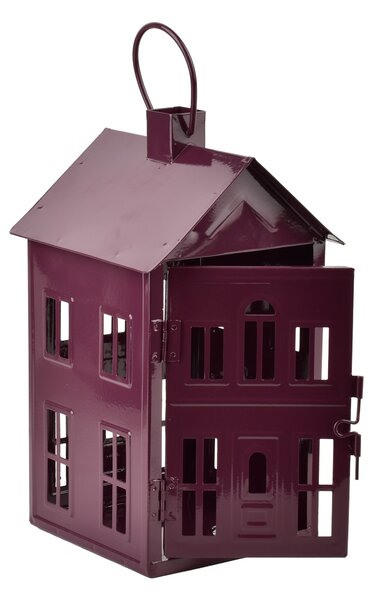 Mondex Kovová lucerna Roger 14,8x14,3x26,8 cm fialová