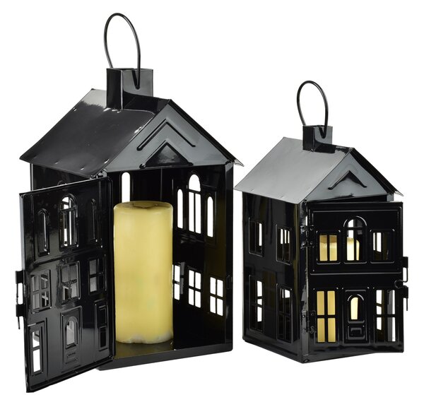 Mondex Kovová lucerna Roger 14,8x14,3x26,8 cm černá