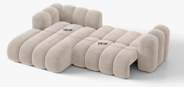 Micadoni Světle béžová rozkládací pohovka Lupine 270 cm, levá
