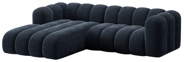 Micadoni Tmavě modrá rozkládací pohovka Lupine 270 cm, levá