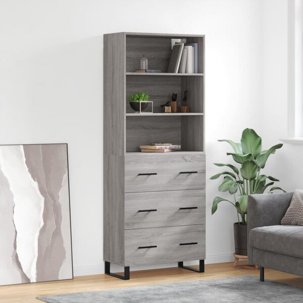 Skříň highboard šedá sonoma 69,5 x 34 x 180 cm kompozitní dřevo 3189411