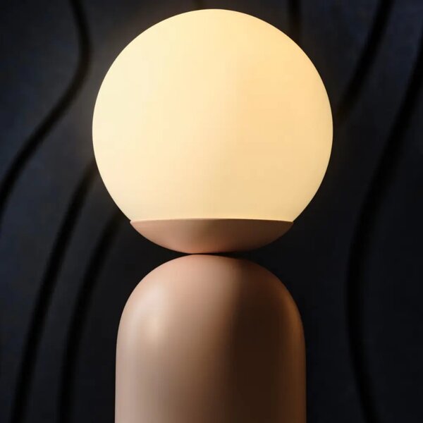 Nordlux Opálově bílá skleněná stolní lampa Notti se světle růžovou podstavou