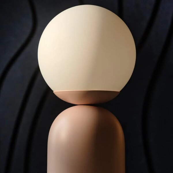 Nordlux Opálově bílá skleněná stolní lampa Notti se světle růžovou podstavou