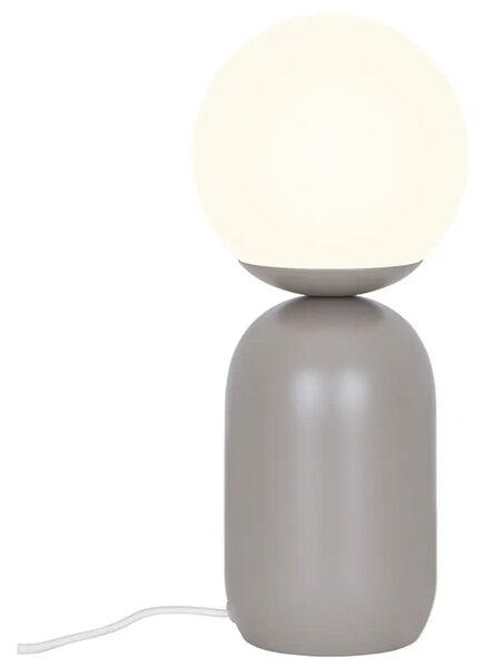 Nordlux Opálově bílá skleněná stolní lampa Notti se světle hnědou podstavou