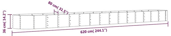 Vyvýšený záhon pozinkovaná ocel 620x80x36 cm zelený 318943