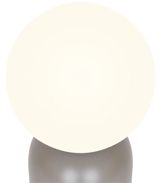 Nordlux Opálově bílá skleněná stolní lampa Notti se světle hnědou podstavou