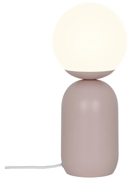 Nordlux Opálově bílá skleněná stolní lampa Notti se světle růžovou podstavou