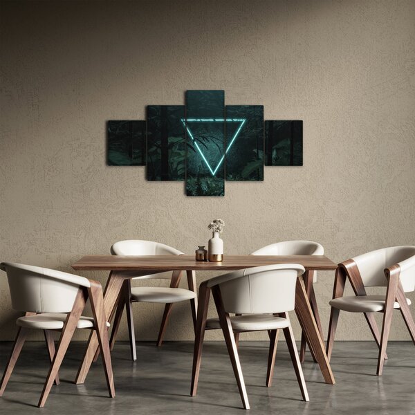 Obraz - Neonový trojúhelník v jungli (125x70 cm)