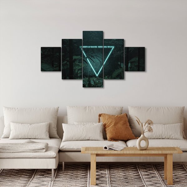 Obraz - Neonový trojúhelník v jungli (125x70 cm)