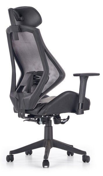 Kancelářská ergonomická židle HASEL — ekokůže/síť, černá