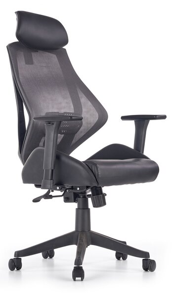 Kancelářská ergonomická židle HASEL — ekokůže/síť, černá