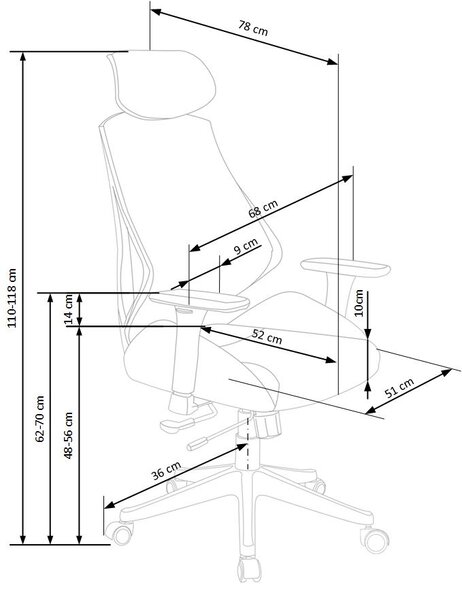 Kancelářská ergonomická židle HASEL — ekokůže/síť, černá