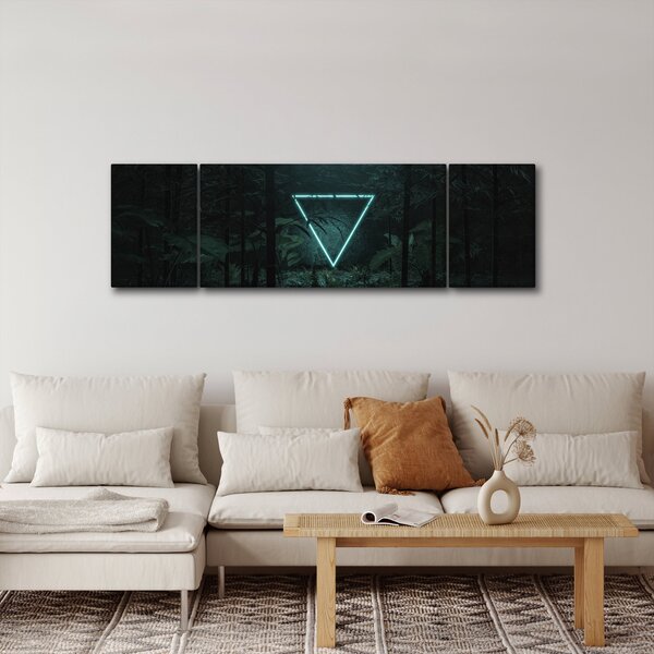 Obraz - Neonový trojúhelník v jungli (170x50 cm)