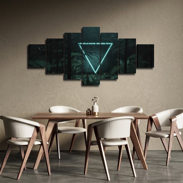 Obraz - Neonový trojúhelník v jungli (210x100 cm)