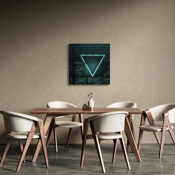 Obraz - Neonový trojúhelník v jungli (30x30 cm)