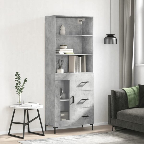 Skříň highboard betonově šedá 69,5x34x180 cm kompozitní dřevo 3189513