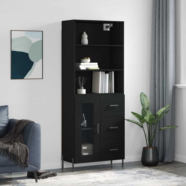 Skříň highboard černá 69,5 x 34 x 180 cm kompozitní dřevo 3189518