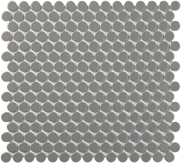 The Mosaic Factory Obklad keramická šedá Mozaika Dark Grey Glossy kolečka prům. 1,9 (31,5x29,4) cm - VKN360