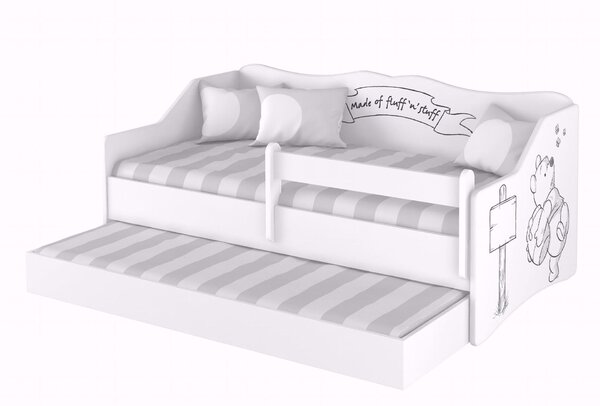 Dvojitá dětská postel LULU 160x80 cm Bílá Medvídek Pú