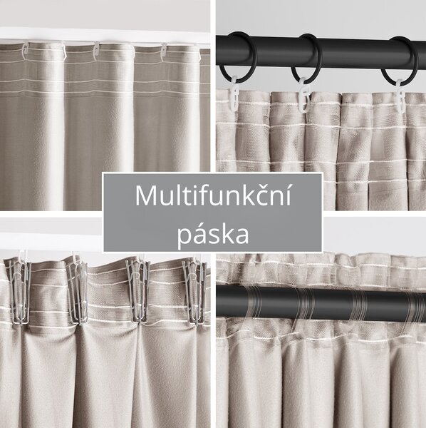 3kraft Závěs AmeliaHome Velvet s multifunkční páskou pískově béžový, velikost 140x245