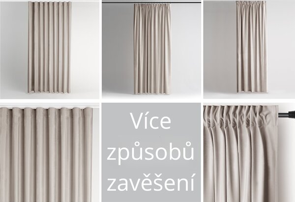 3kraft Závěs AmeliaHome Velvet s multifunkční páskou pískově béžový, velikost 140x245