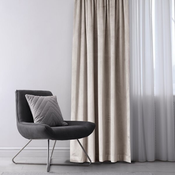3kraft Závěs AmeliaHome Velvet s multifunkční páskou pískově béžový, velikost 140x245