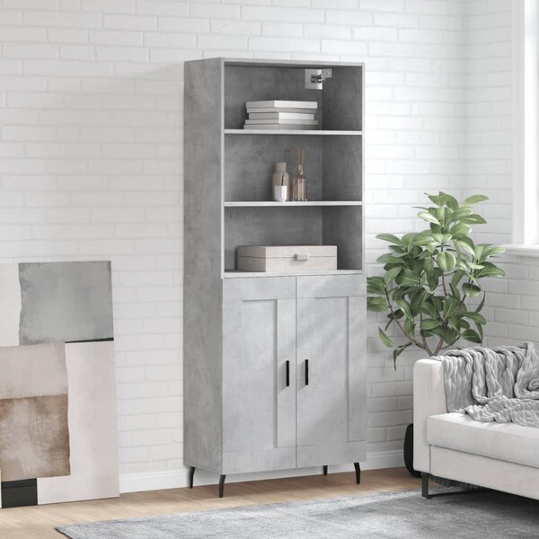 Skříň highboard betonově šedá 69,5x34x180 cm kompozitní dřevo 3189977
