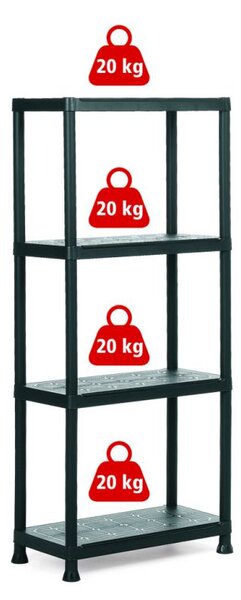 Plastový otevřený regál PLUS 60/4 - 135 x 60 x 30 cm